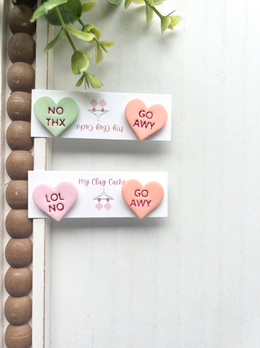 Sassy Conversation Heart Statement Studs