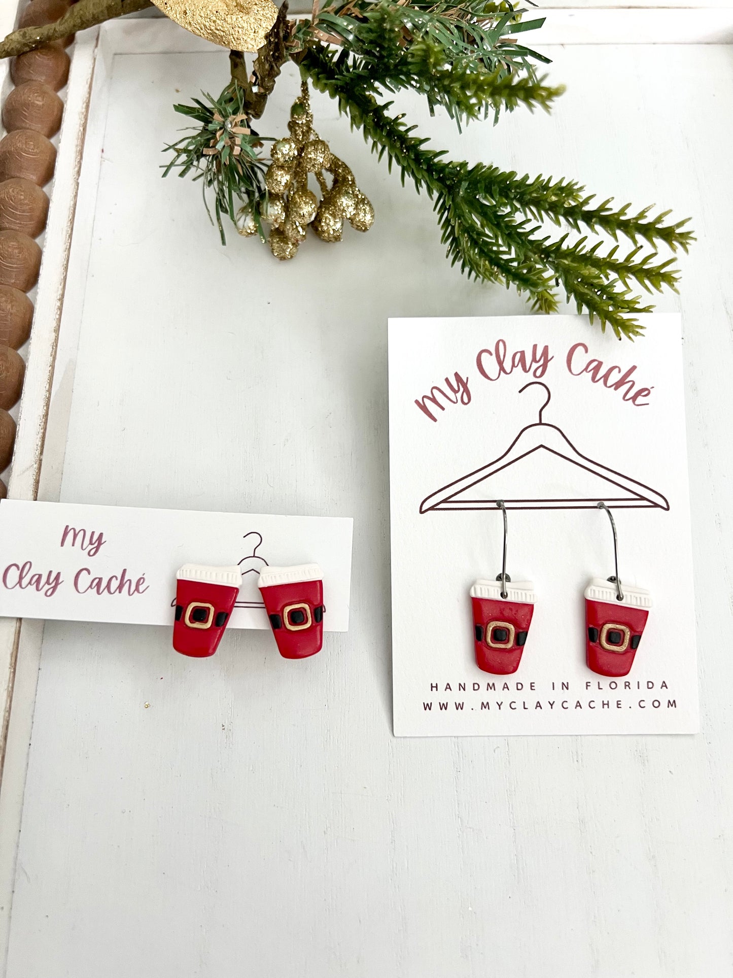 Santa Coffee Earrings