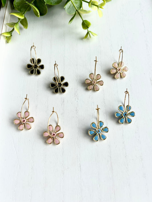 Small Daisy Resin Hoops