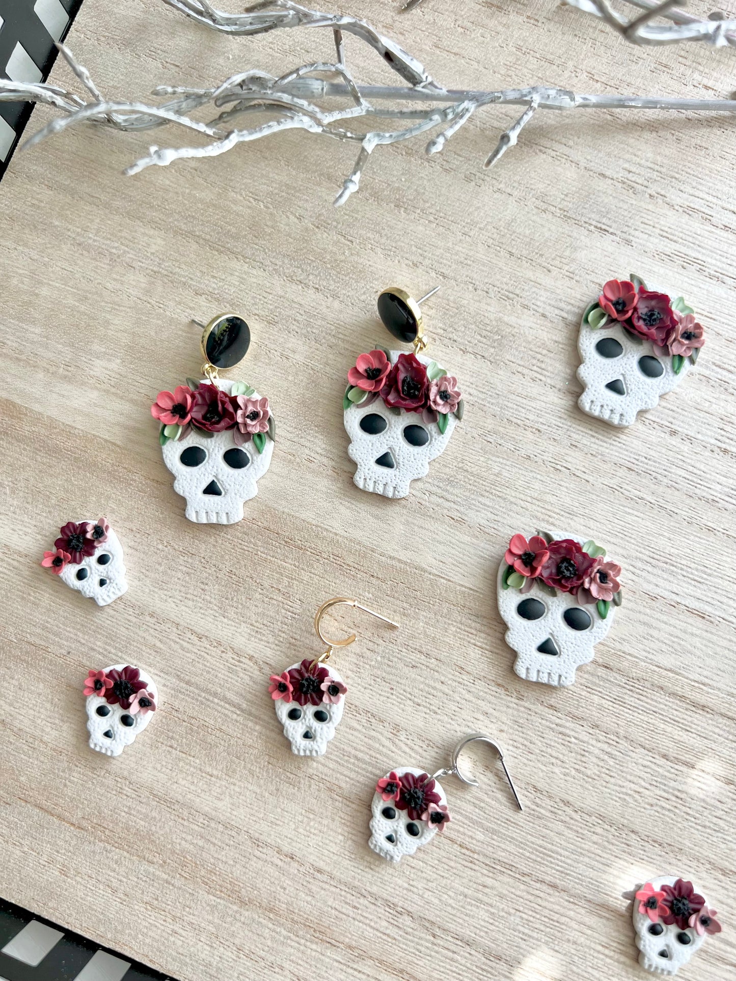 Floral Skull Earrings