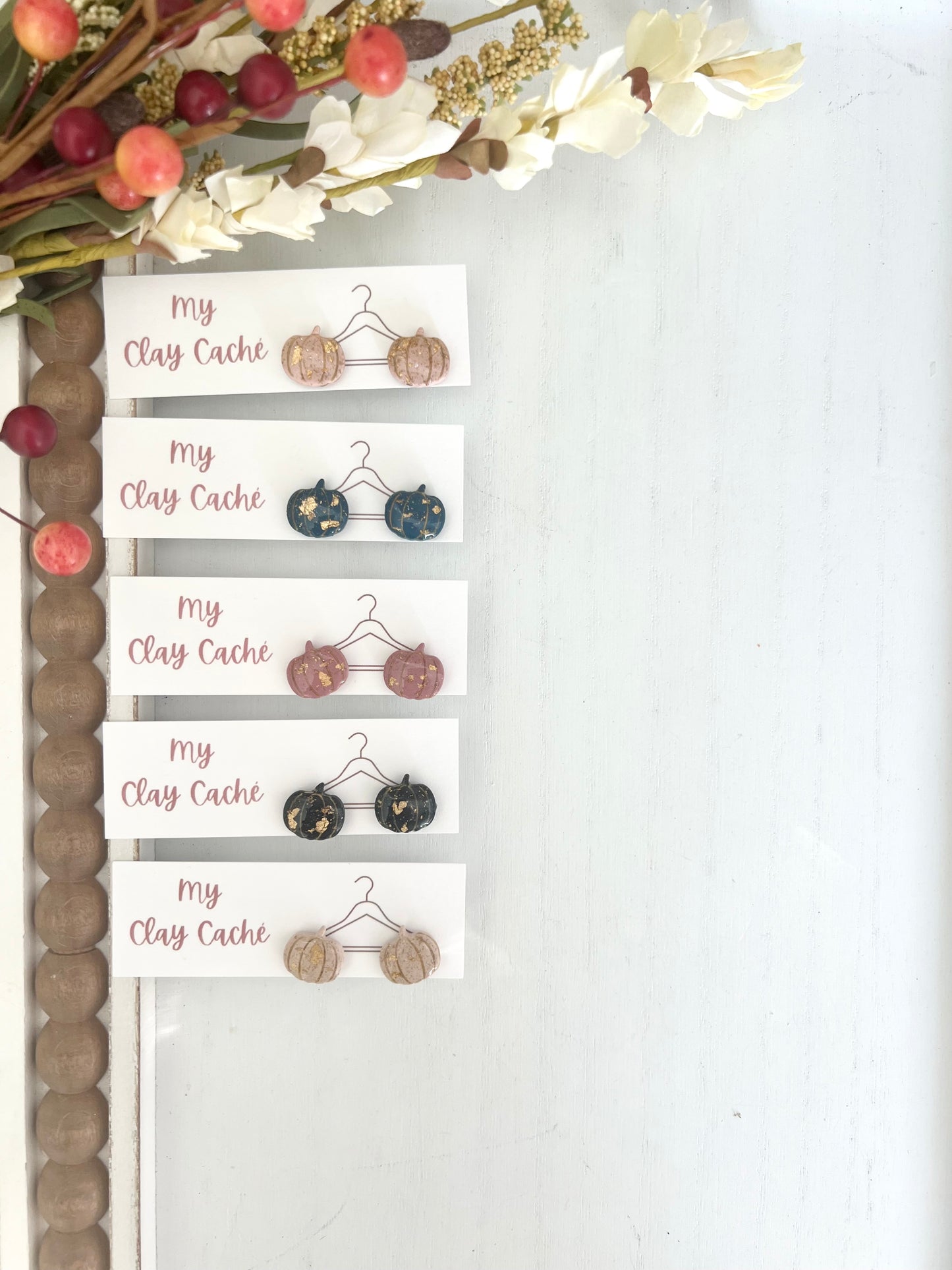 Gold Speckled Pumpkin Studs