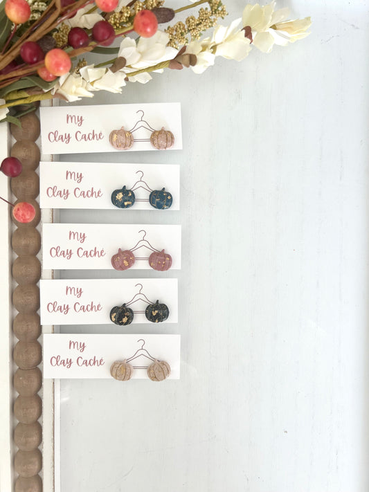 Gold Speckled Pumpkin Studs