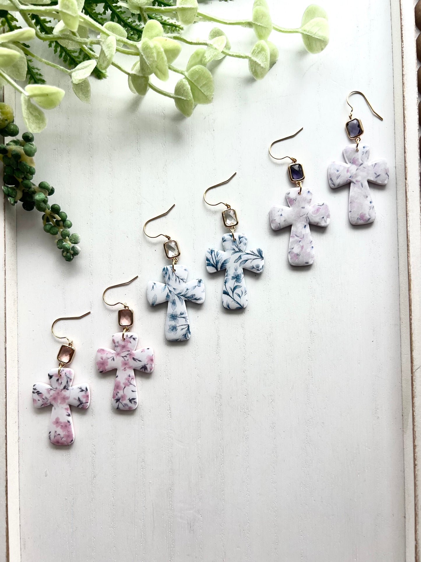 Bubble Floral Print Crosses (various colors)