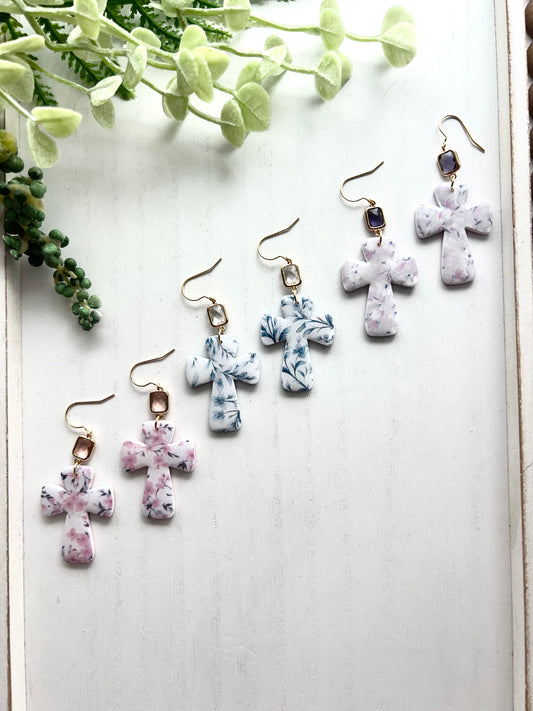 Bubble Floral Print Crosses (various colors)