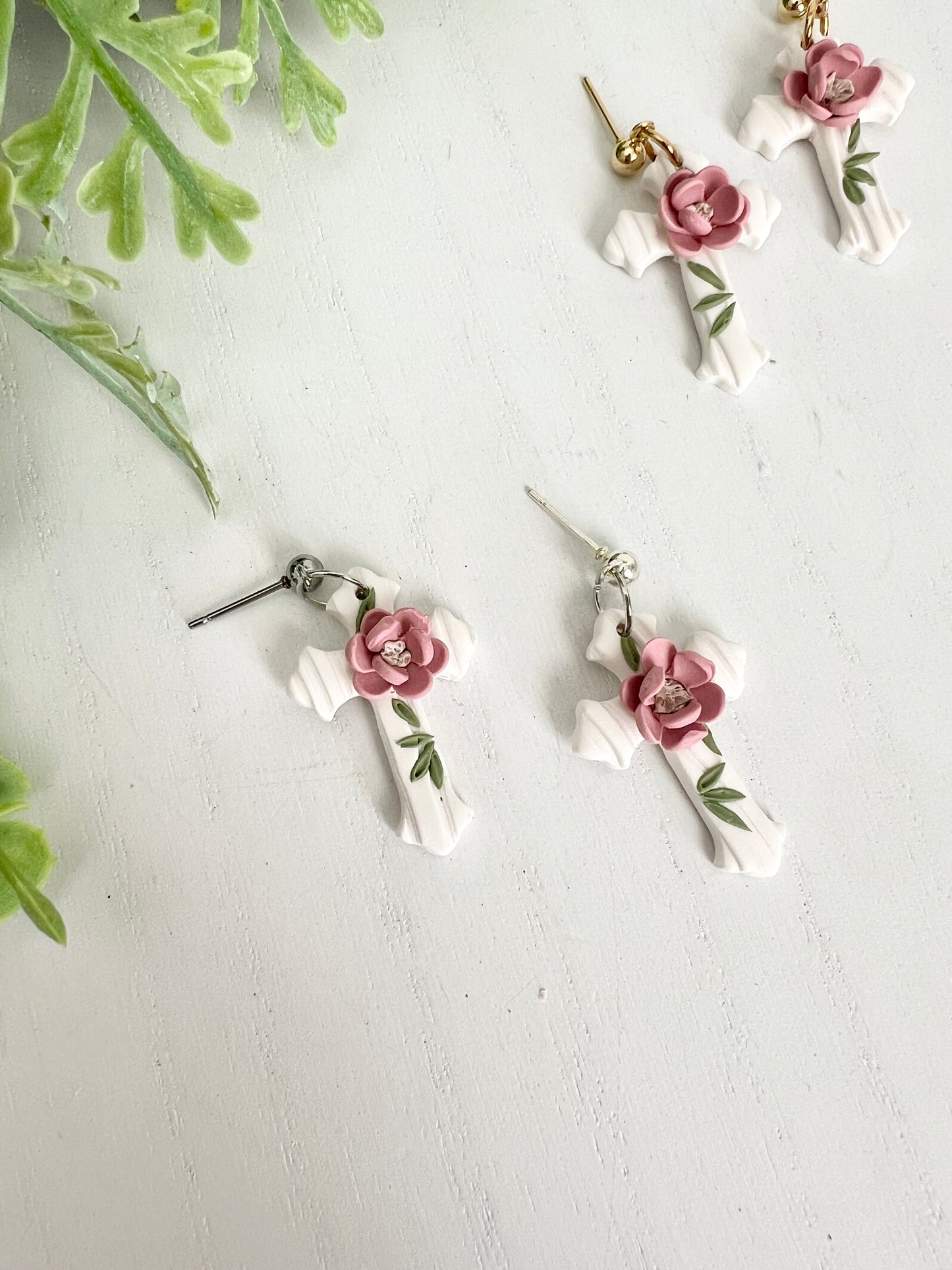 Floral Cross Dangles