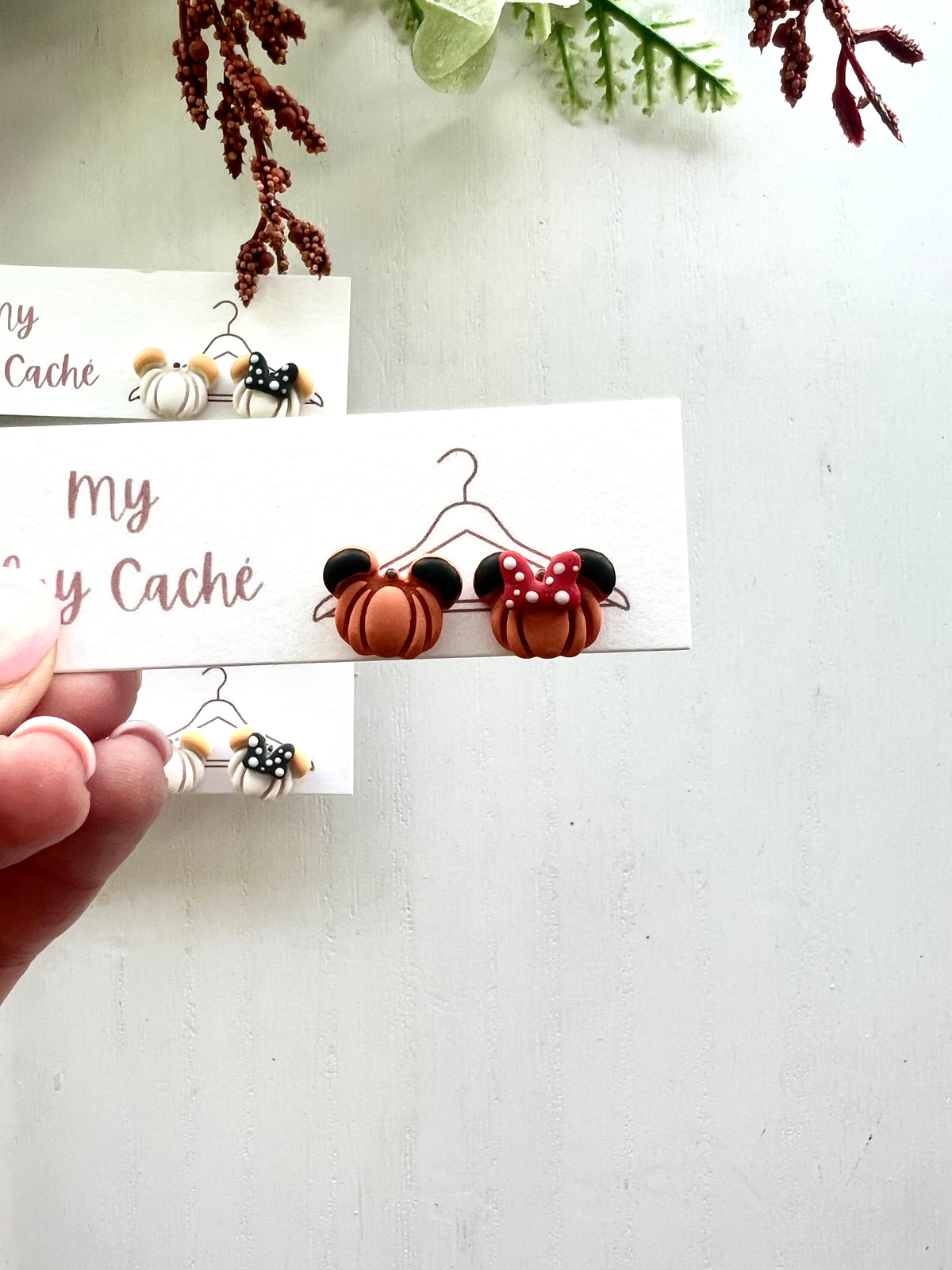 Mickey Minnie Pumpkin Studs