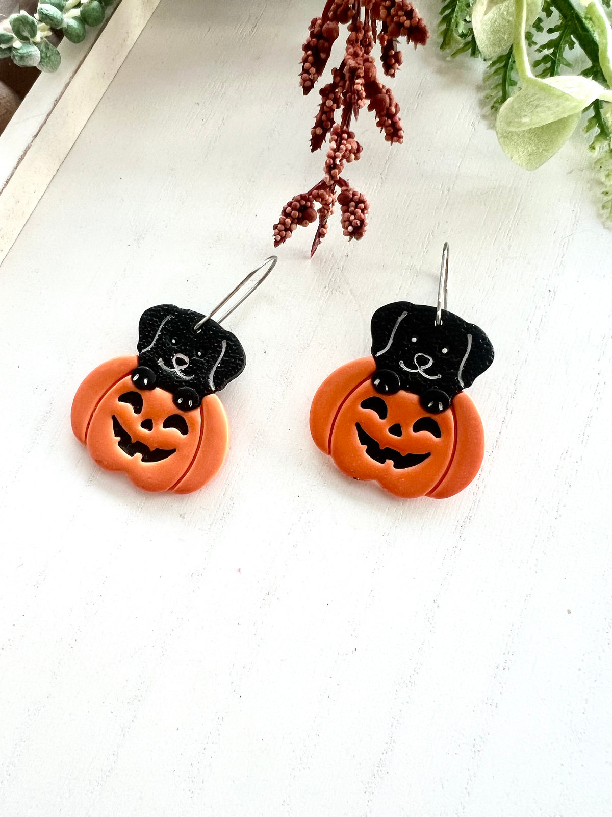 Pumpkin Puppy Dangles