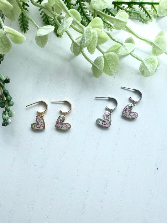 Wildflower Heart Huggy Hoops