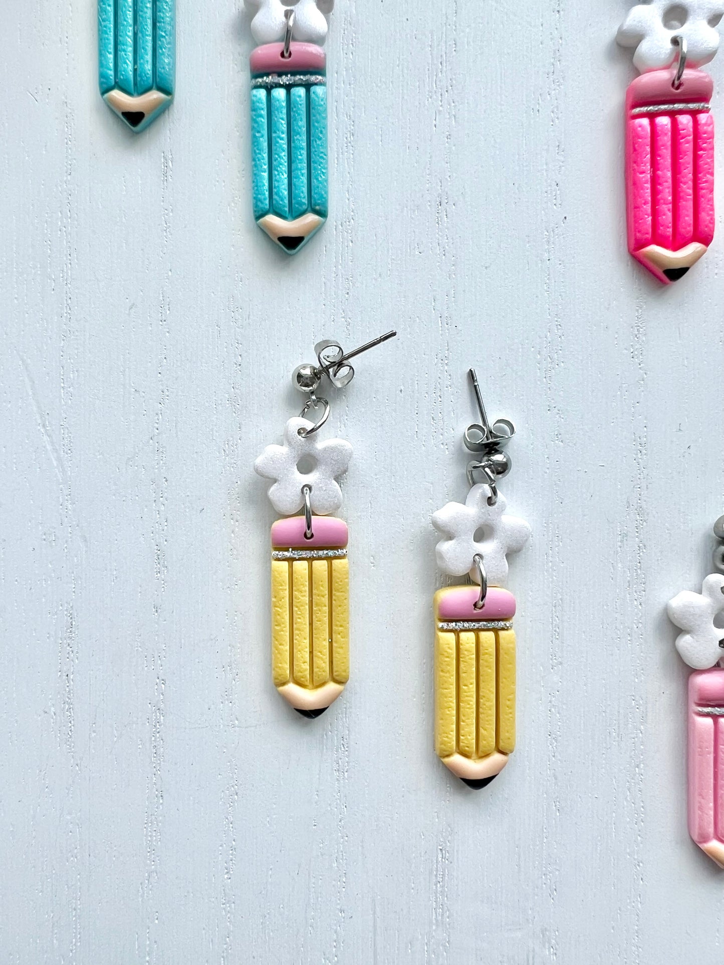 Pencil Daisy Drop Earrings (various colors)
