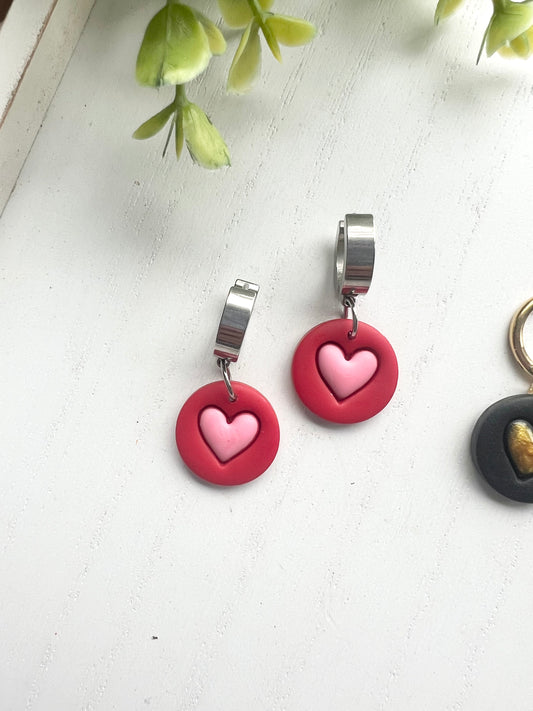 Heart Circle Huggie Hoops
