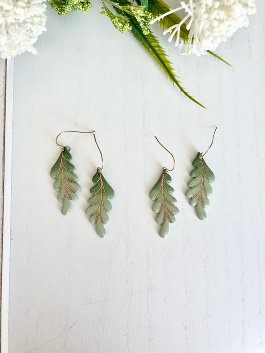 Ombré Green and Gold Leaf Dangles
