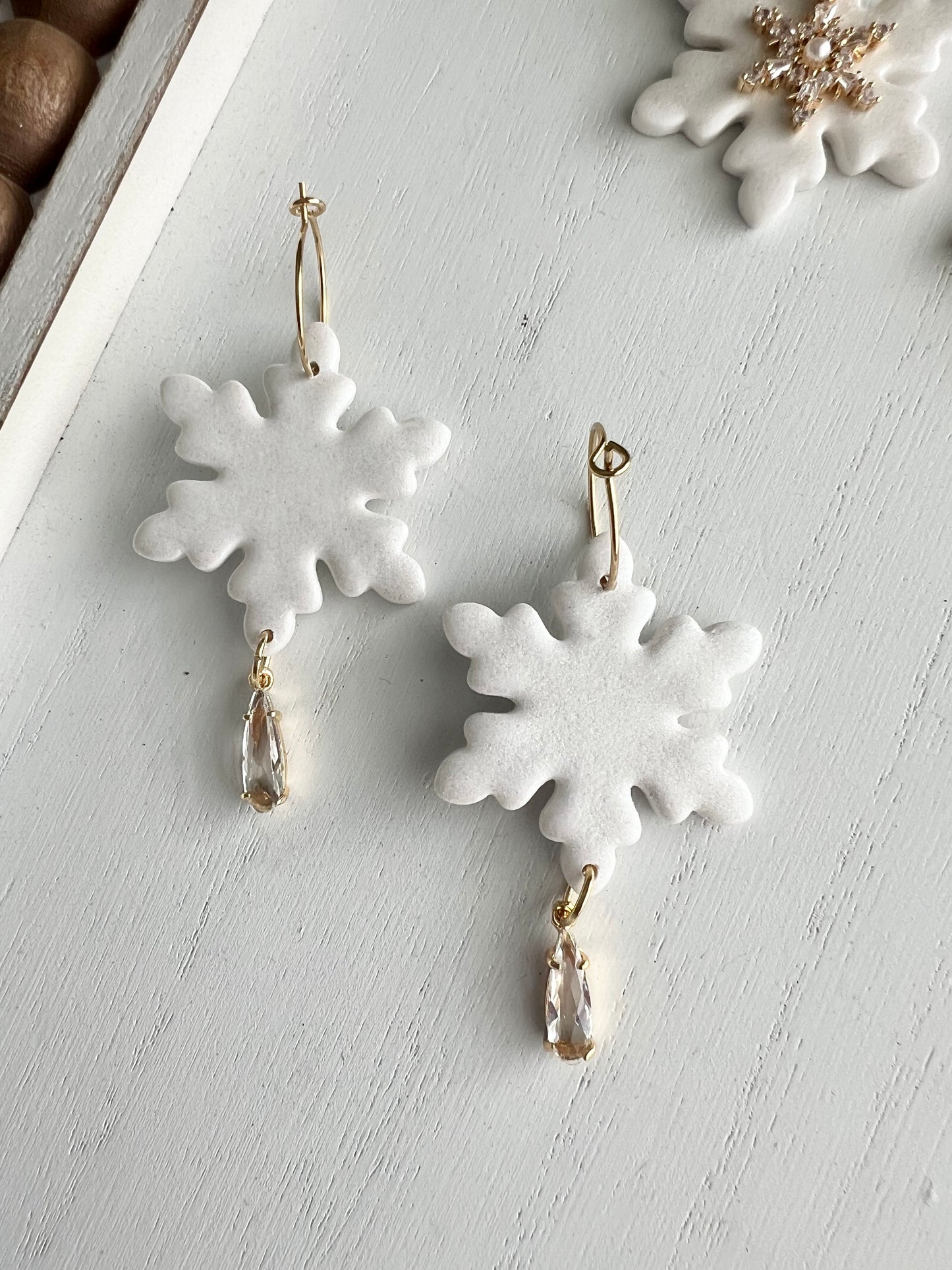 Elegant Snowflake Dangles with CZ Charms