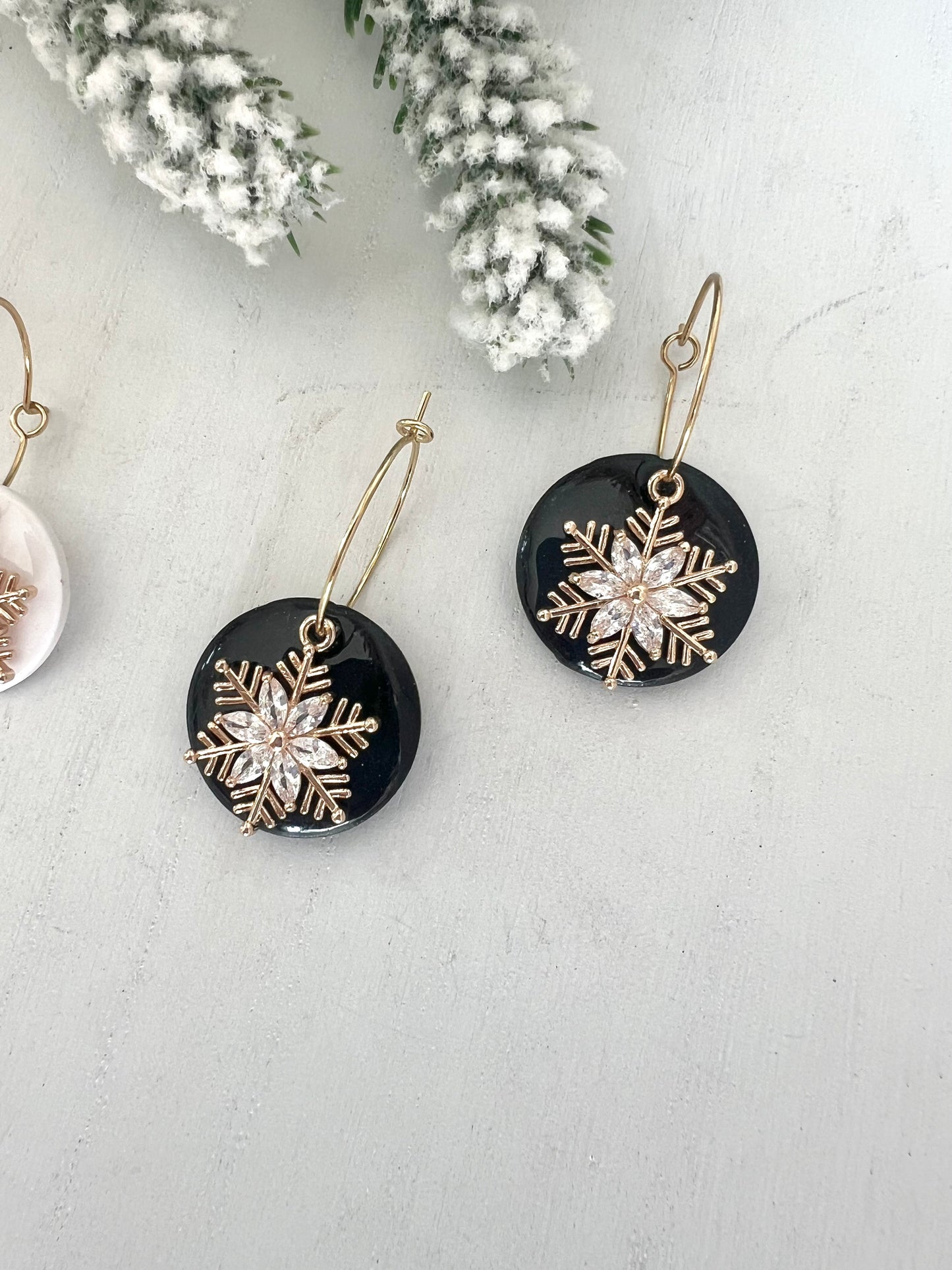 Snowflake Charm Hoops