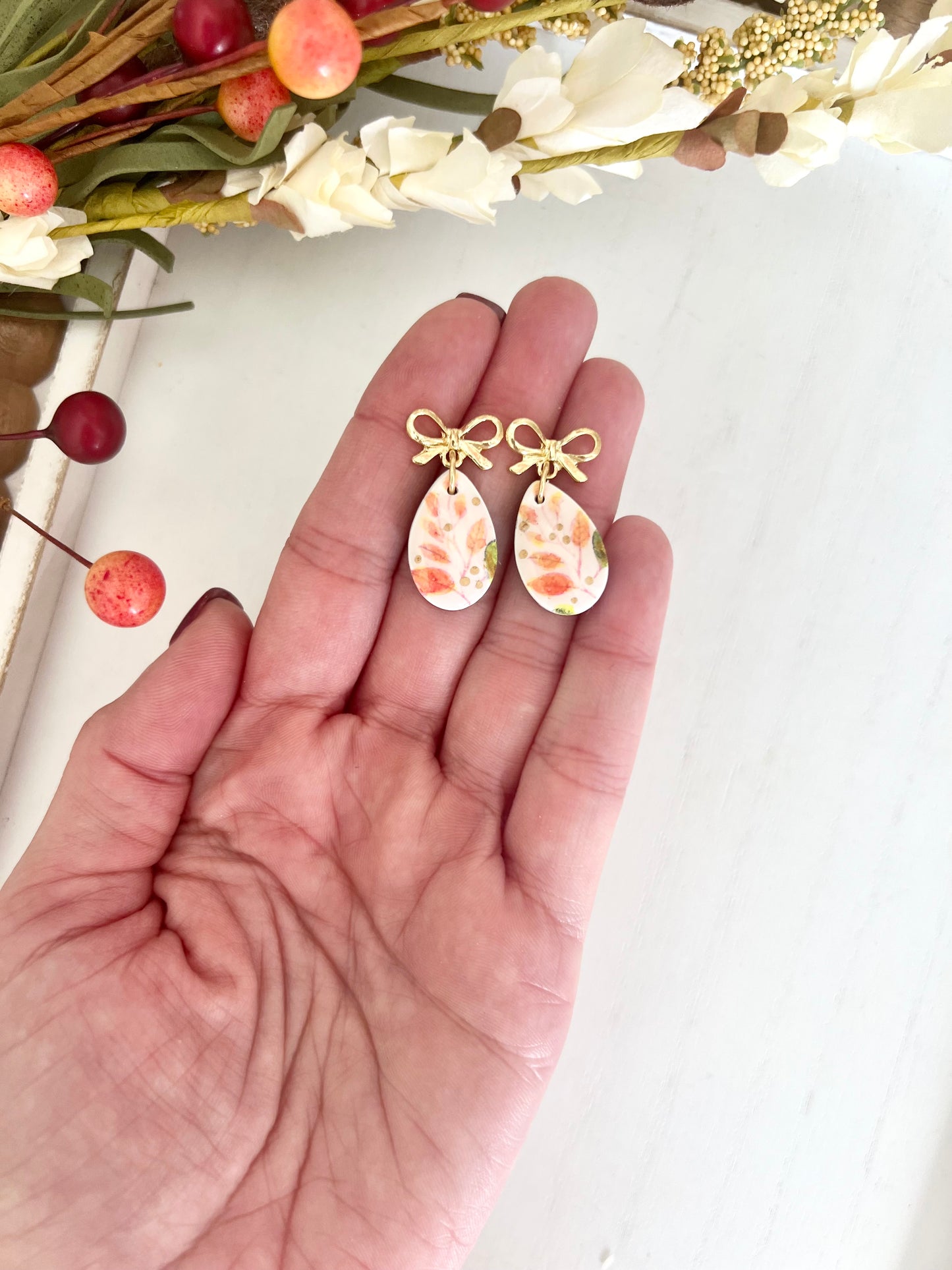 Watercolor Leaf Dangles (various styles)