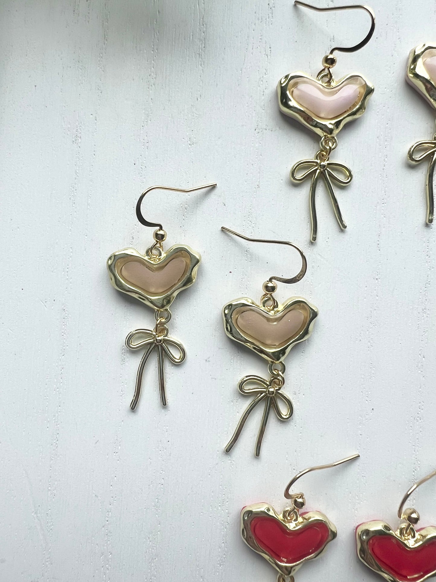 Dainty Heart with Bow Charm Dangles