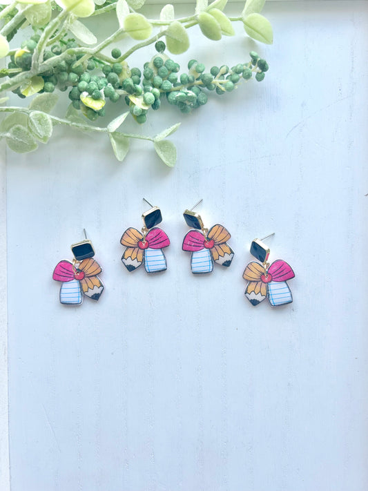 Paper/Pencil Bow Dangles