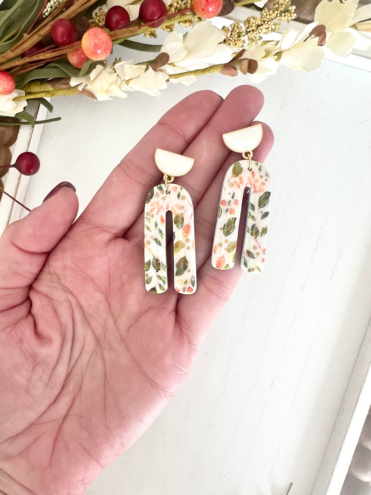 Watercolor Leaf Dangles (various styles)