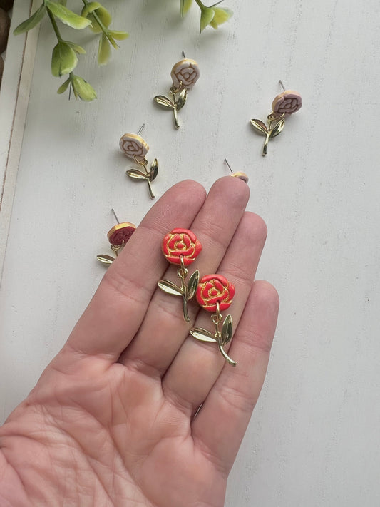 Dainty Rose Post Stem Dangles