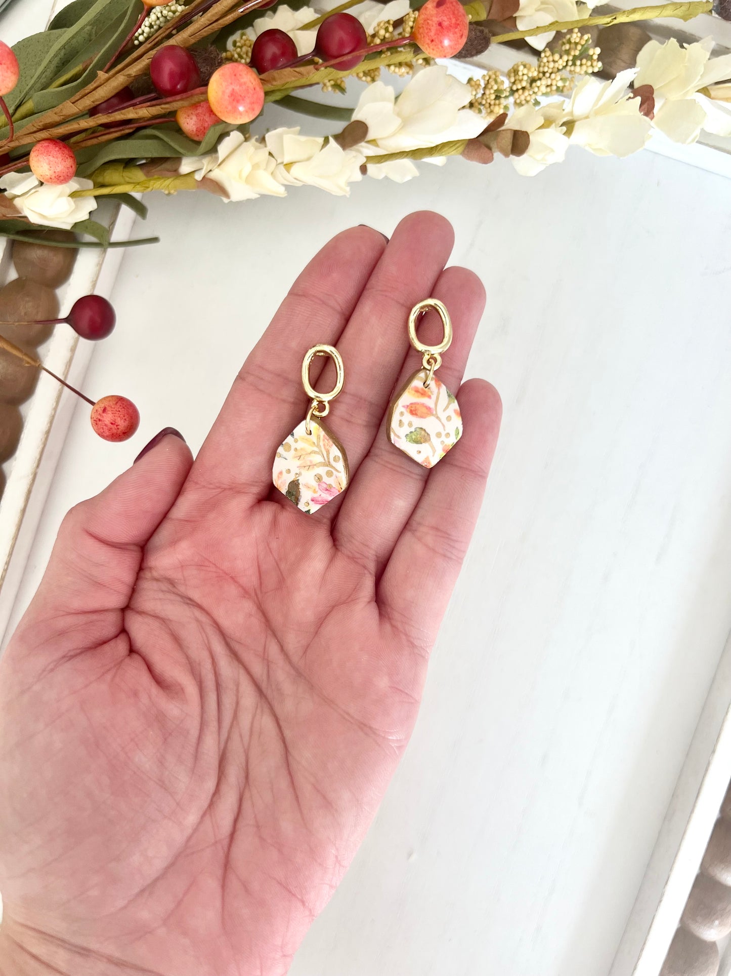 Watercolor Leaf Dangles (various styles)