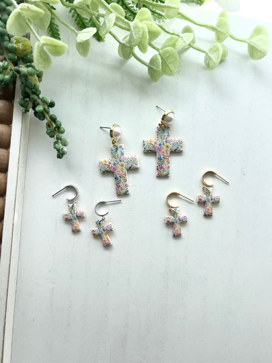 Wildflower Cross Earrings