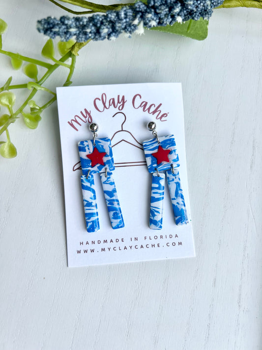 Patriotic Marble Star Earrings