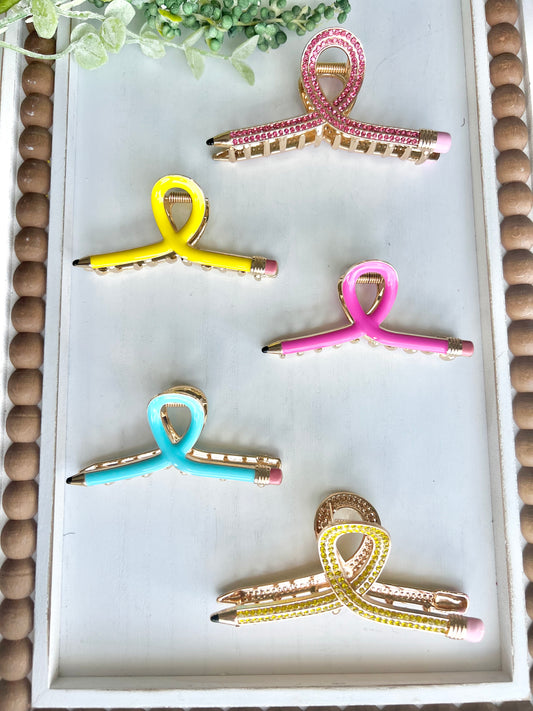 Pencil Hair Clips (various colors)