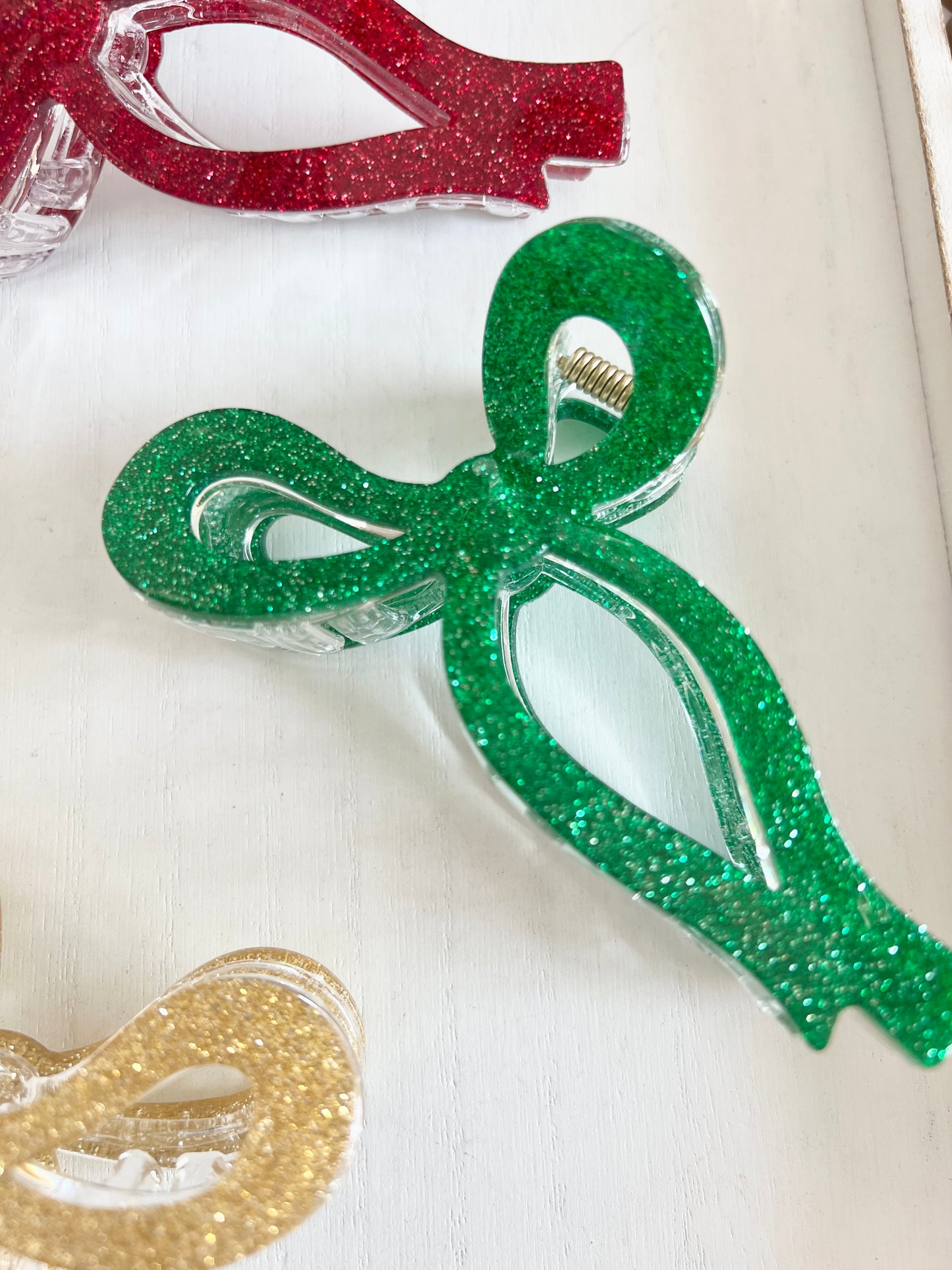 Christmas Bow Hair Claw Clips