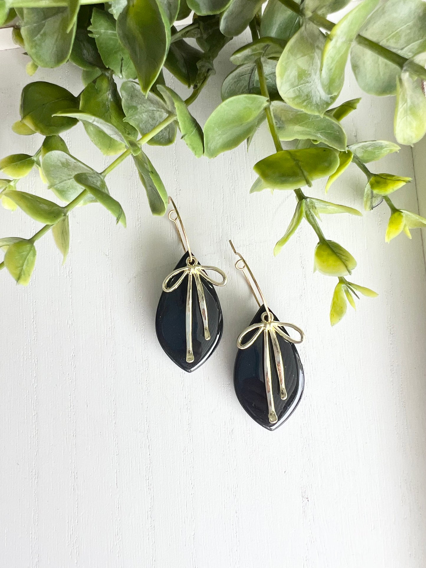 Resin Drop Bow Dangles
