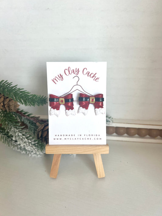 Santa Bow Statement Studs
