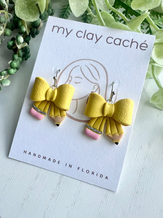 3D Pencil Bow Dangles