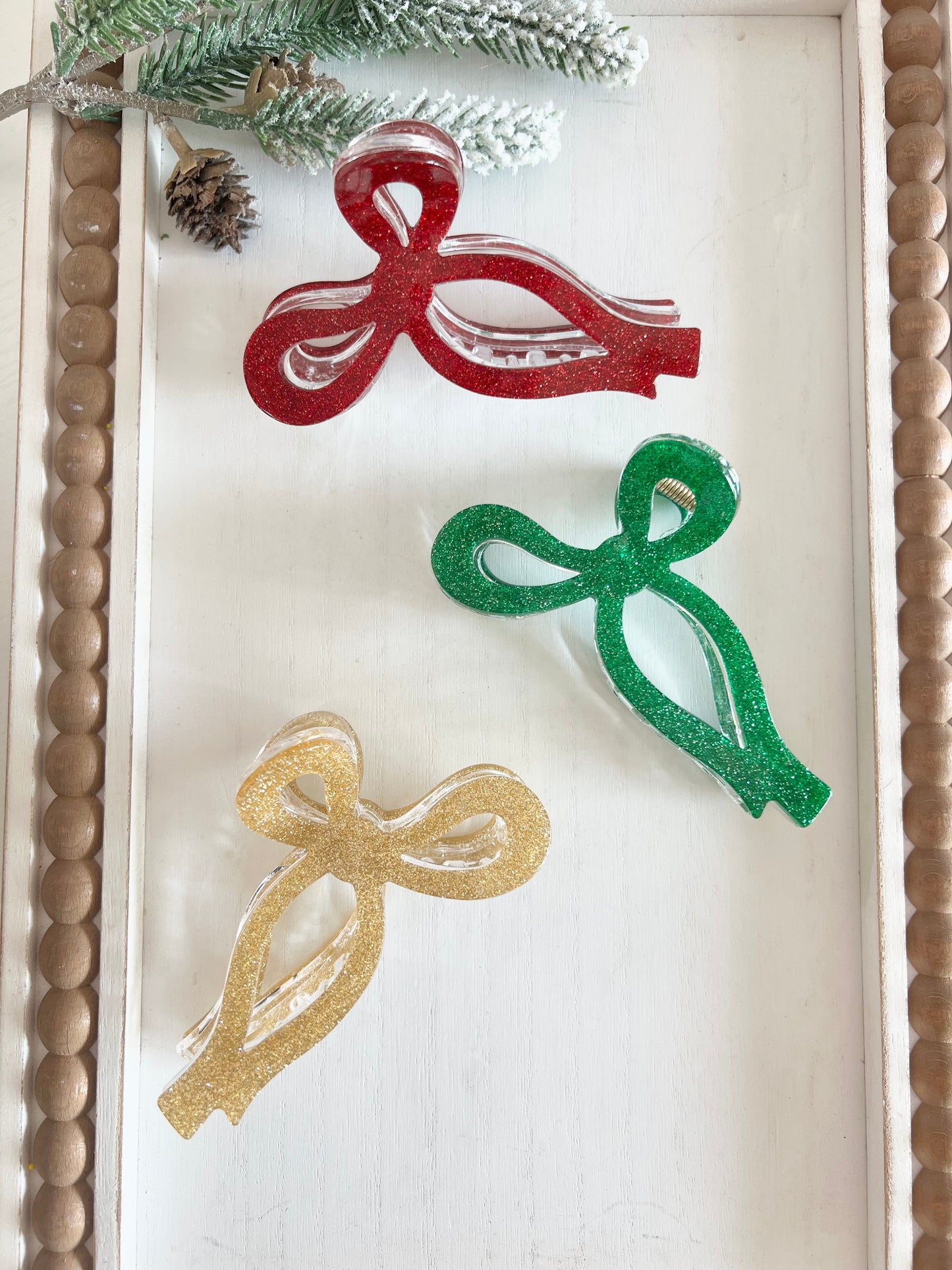 Christmas Bow Hair Claw Clips