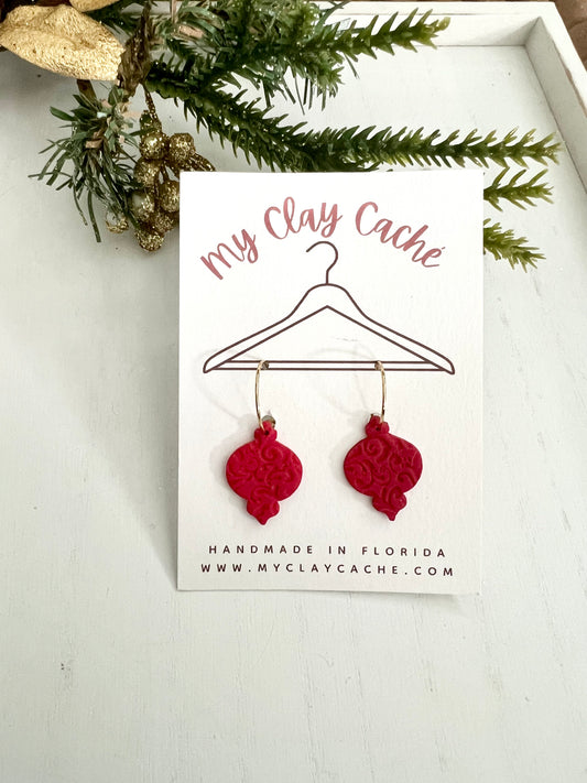 Small Red Ornament Hoops