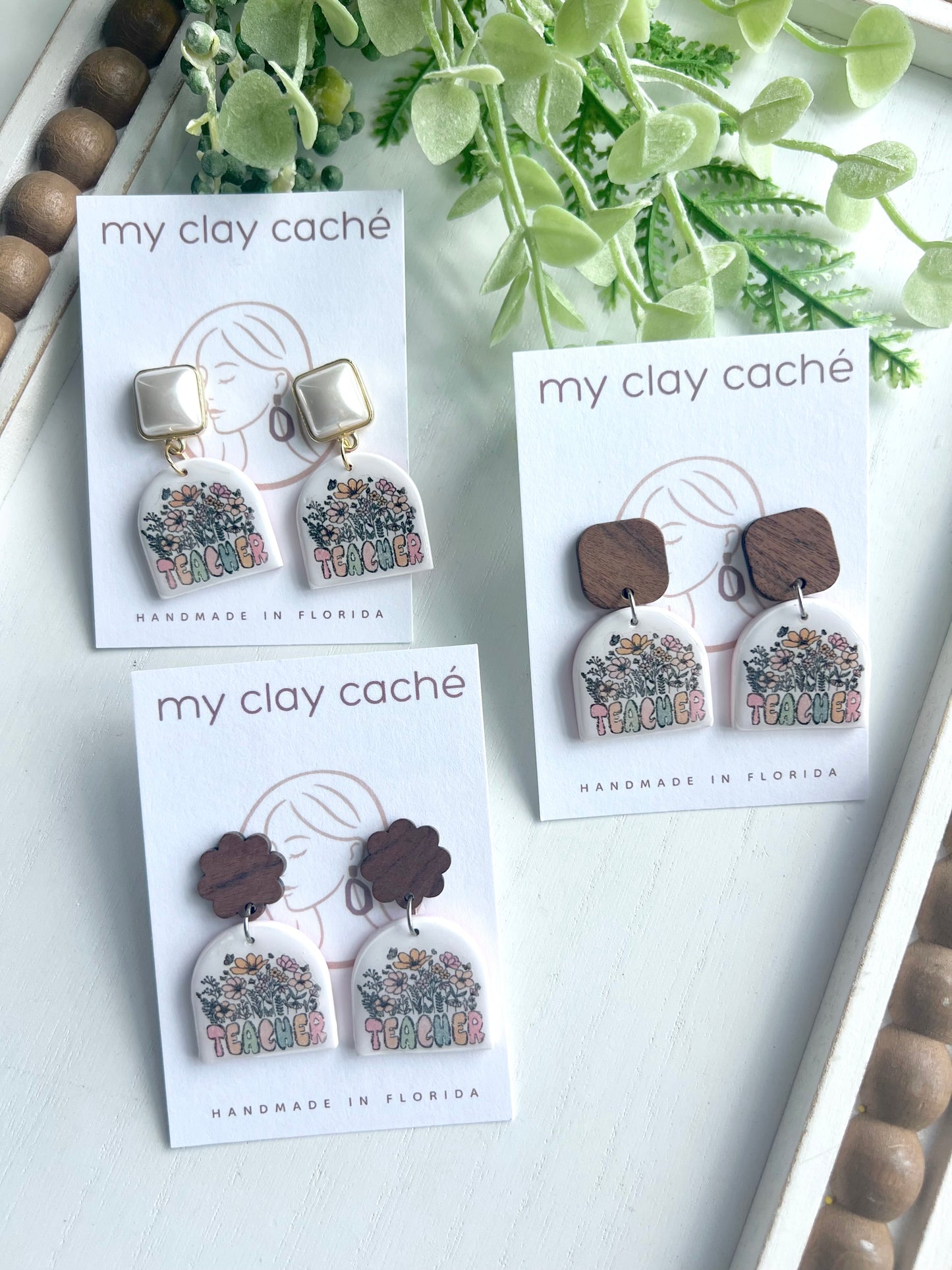 Floral “Teacher” Dangles