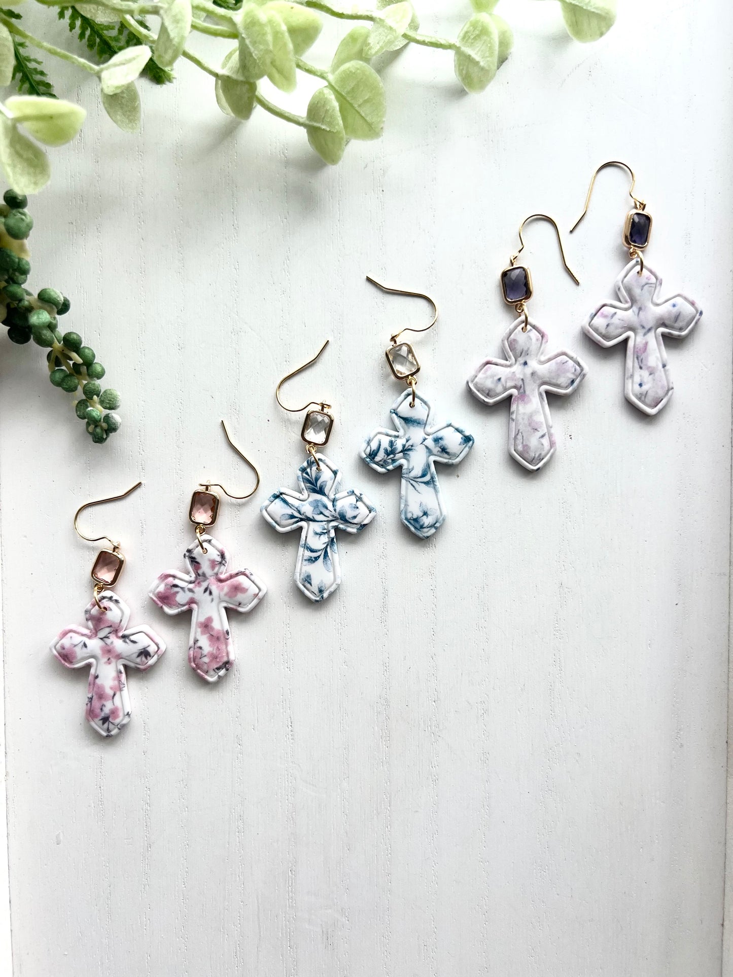 Elegant Floral Print Crosses (various colors)