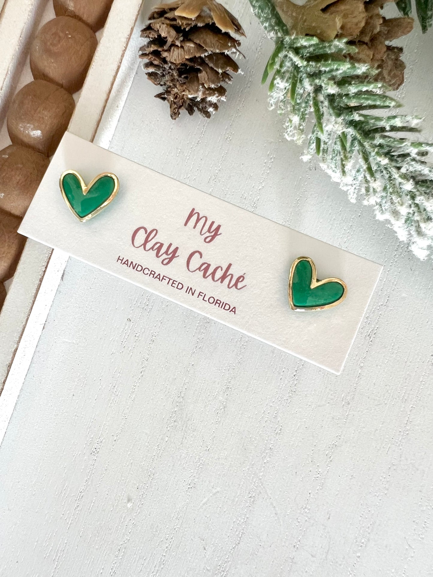 Green Heart Studs