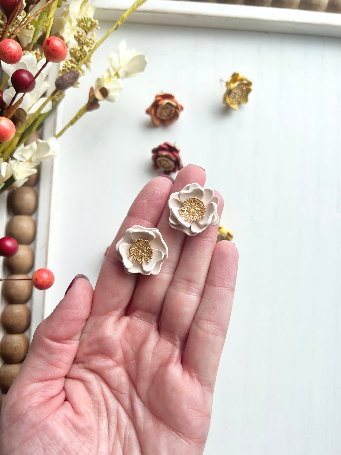 Floral Statement Studs (various colors)