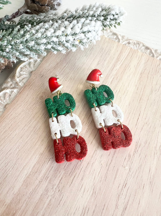 HO HO HO Glitter Dangles