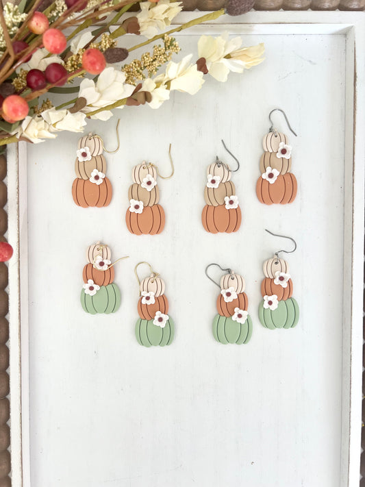 Floral Stacked Pumpkins