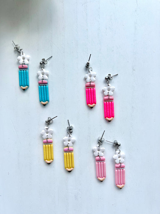 Pencil Daisy Drop Earrings (various colors)