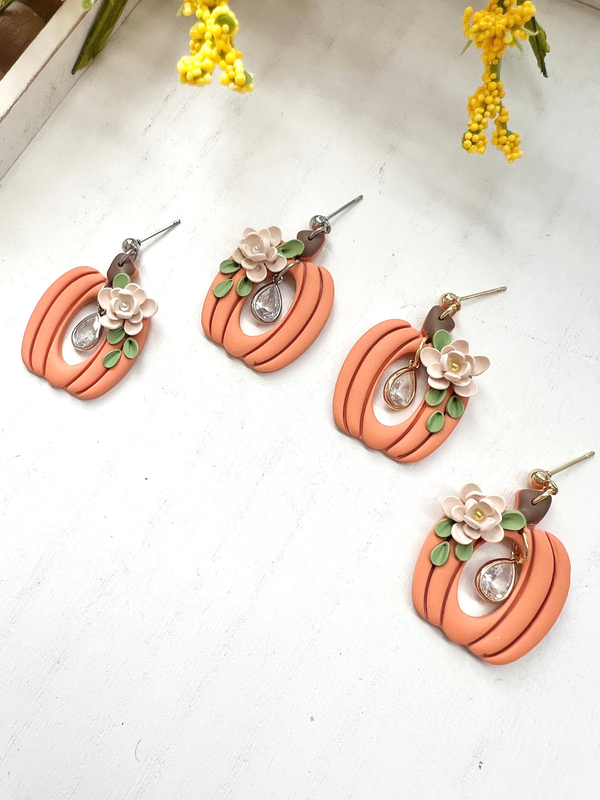Floral Pumpkin Dangles