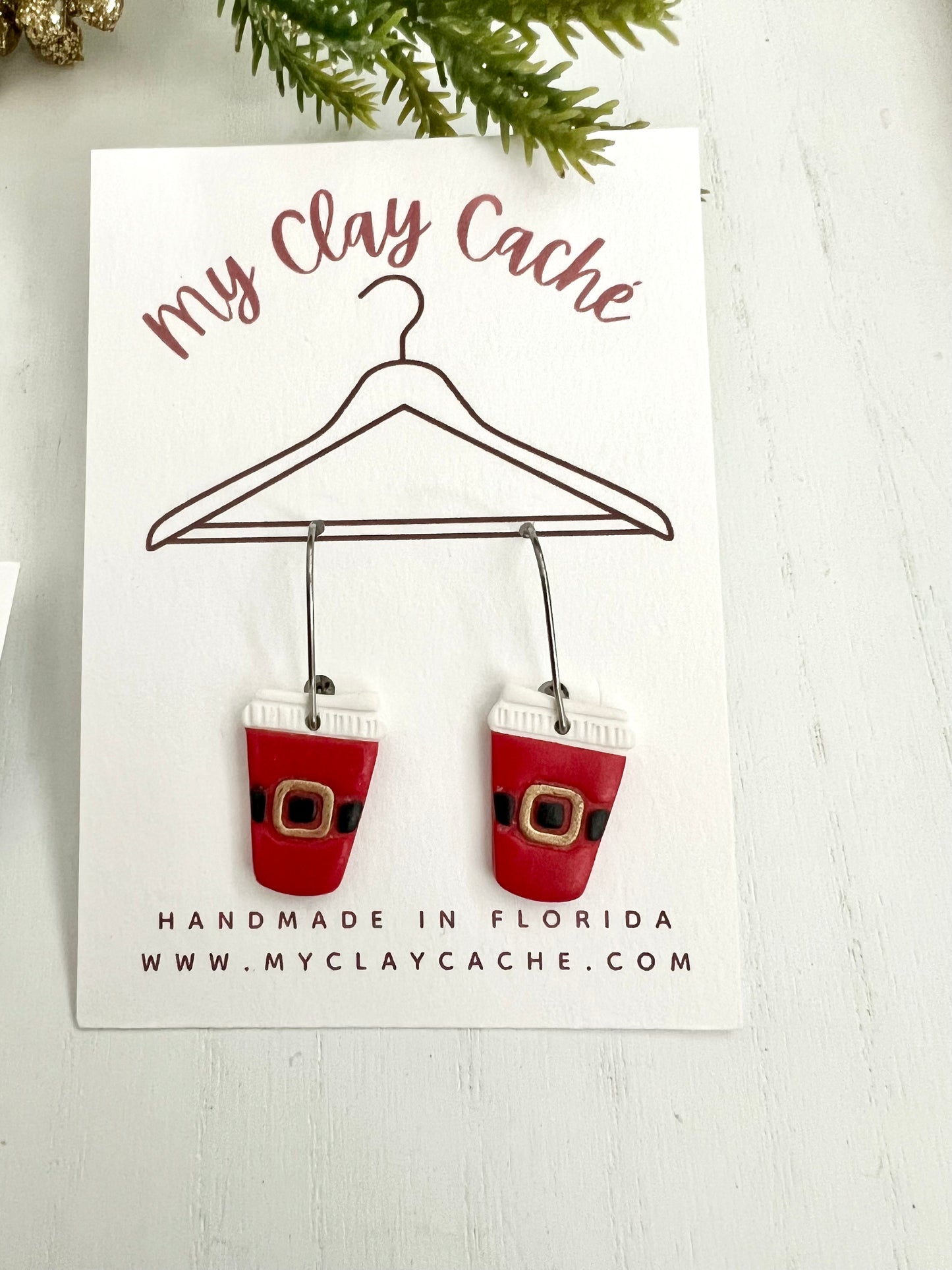 Santa Coffee Earrings