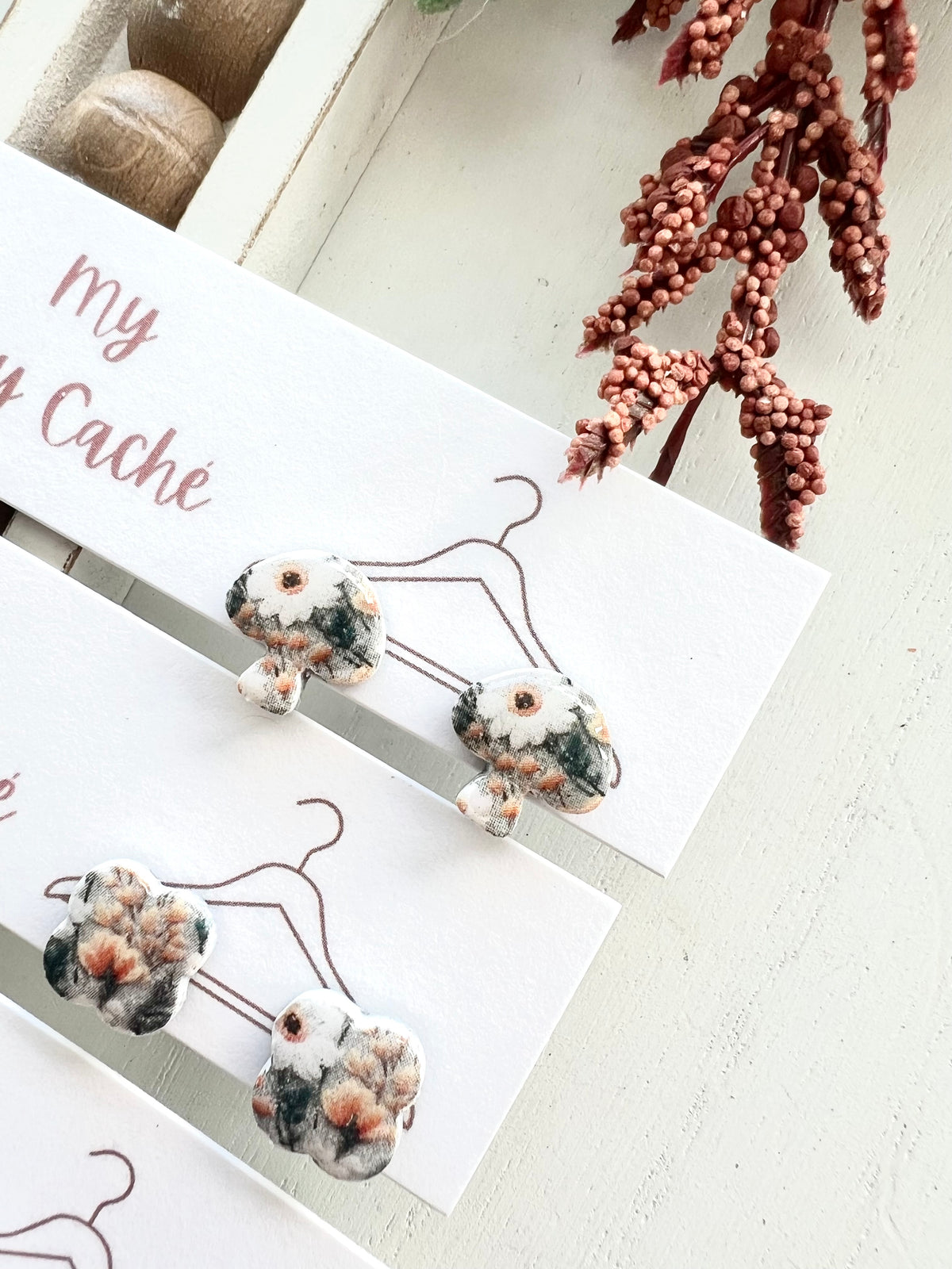 Spooky Cute Floral Ghost Print Studs