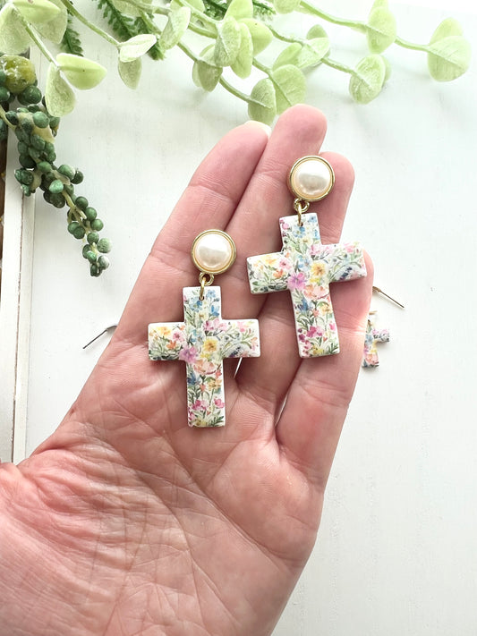 Wildflower Cross Earrings