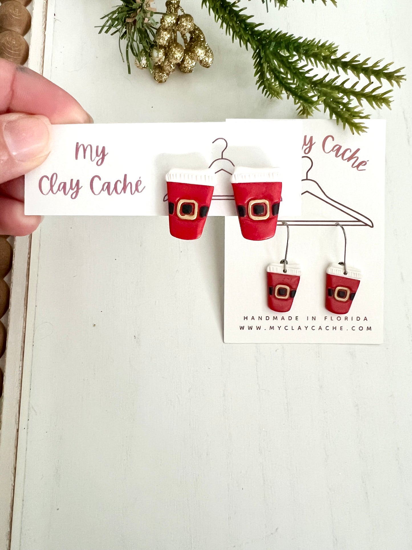 Santa Coffee Earrings