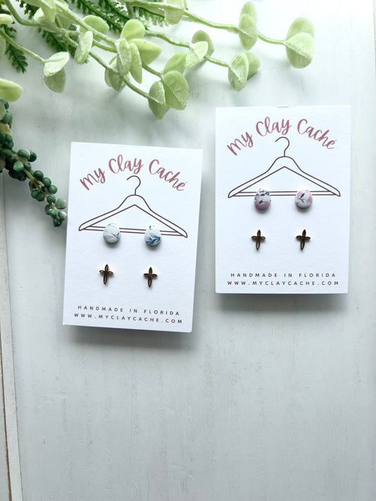 Floral Eggs/Gold Cross Stud Packs