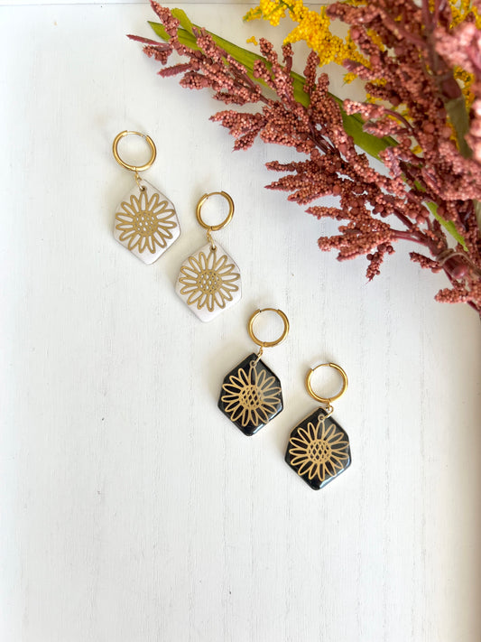 Gold Sunflower Hoops