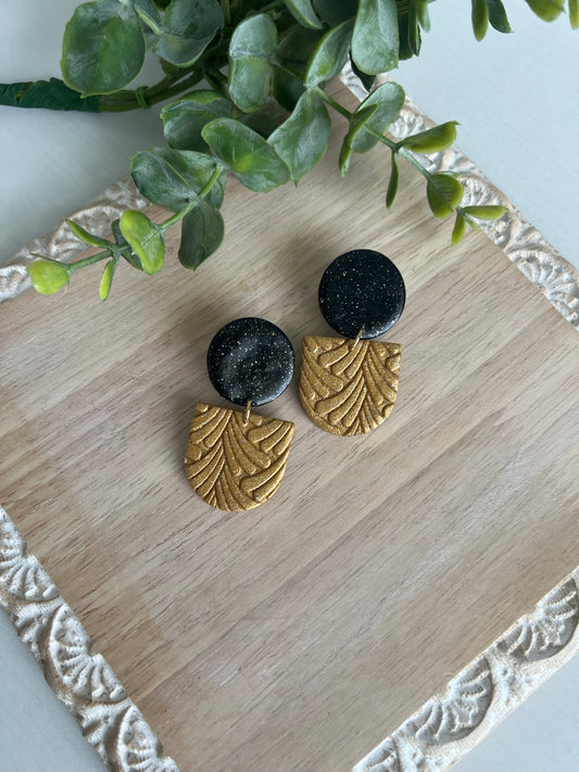 Black and Gold Statement Earrings