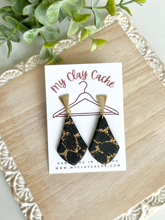 Black and Gold Marble Dangles