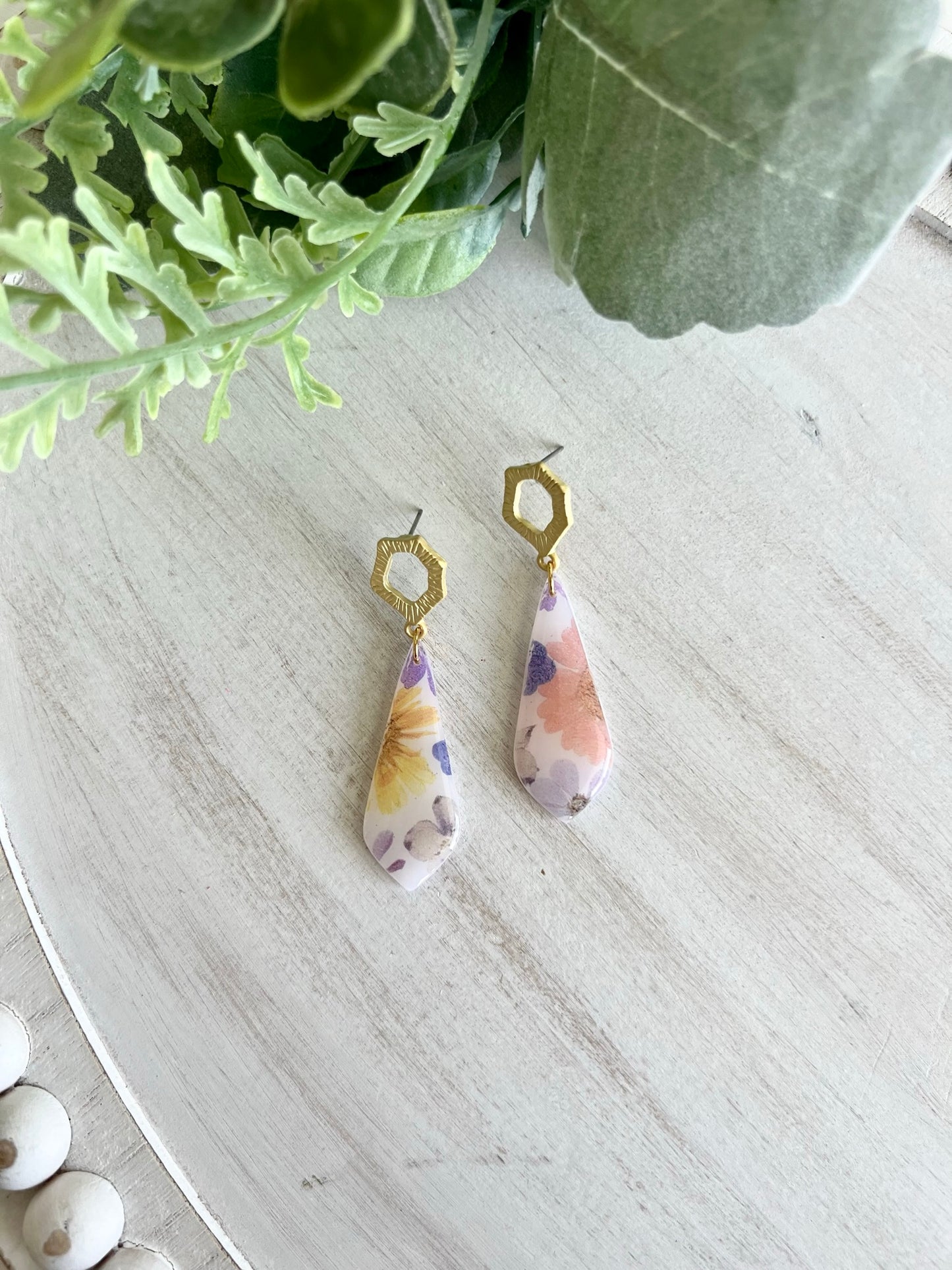 Translucent Floral Drop Earrings