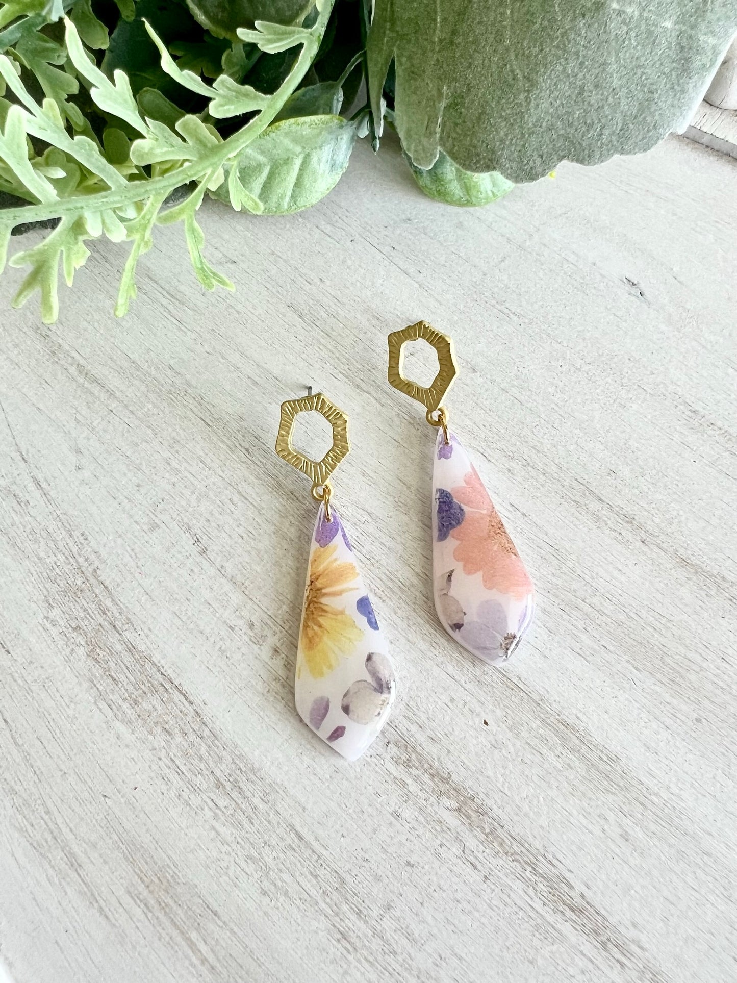 Translucent Floral Drop Earrings